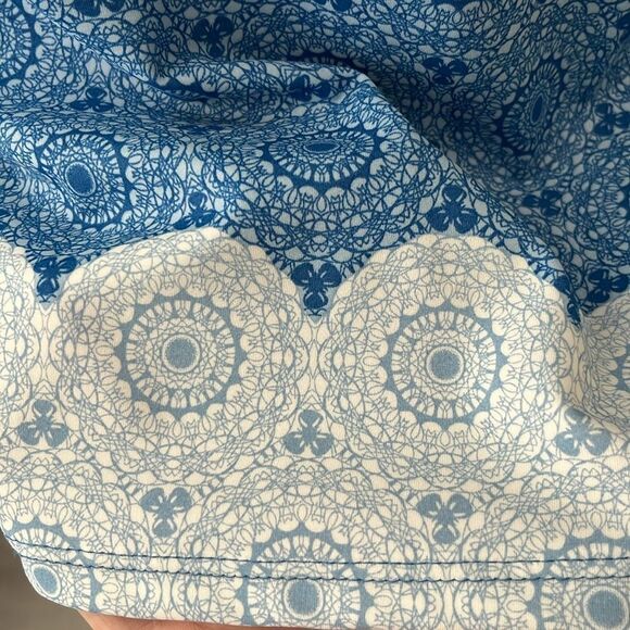 Talbots Cabana Life Blue Medallion Top 
 White Rope Lace up ,Tassels NWOT - Picture 6 of 8
